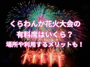 くらわんか花火大会の有料席はいくら？場所や利用するメリットも！