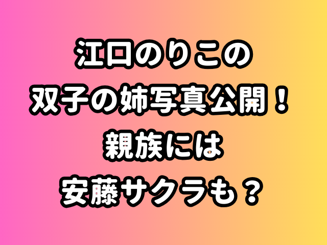 江口のりこの双子の姉写真公開！親族には安藤サクラも？