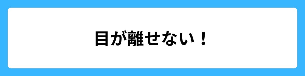 目が離せません！