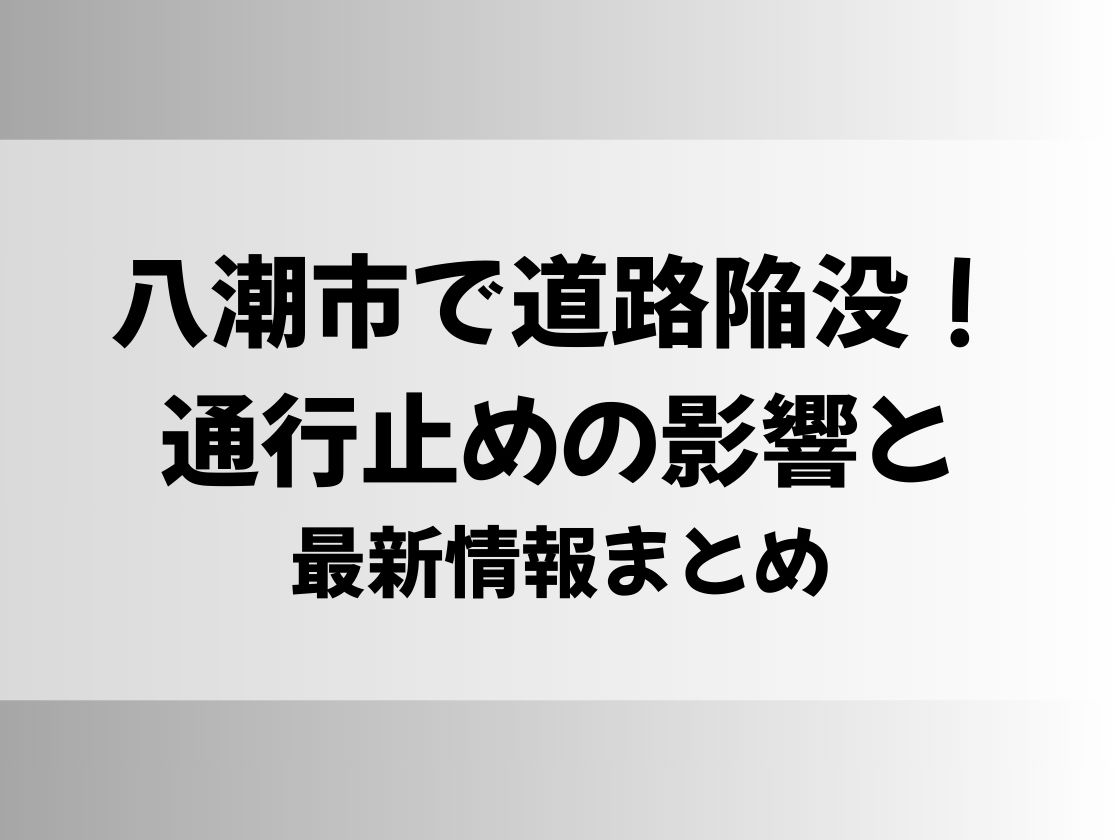 八潮市で道路陥没！通行止めの影響と最新情報を徹底解説