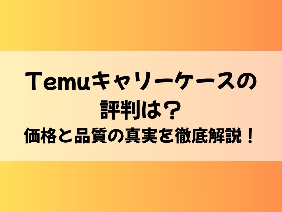 Temuキャリーケースの評判は？価格と品質の真実を徹底解説！