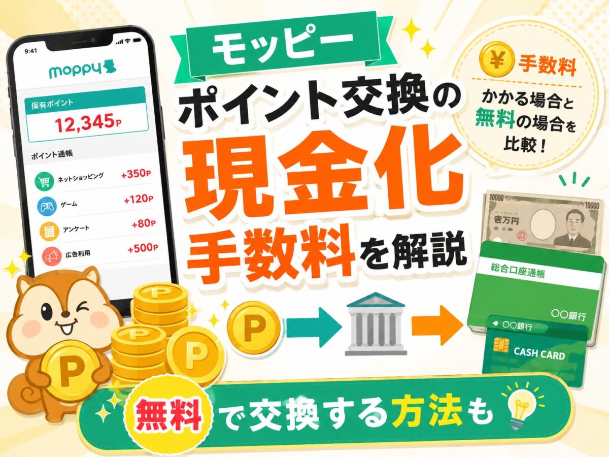 モッピーのポイント交換を現金化する手数料は？無料で交換する方法も解説